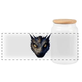 Dragon Mythical Creature Dragon Lover Fire Dragon - Panoramic Cookie Jar with Wooden Lid - white - Front