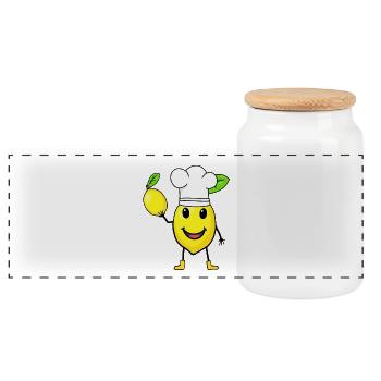 Lemon Cook Cuisiniers Cuisinier Cuisine aigre - Boîte à biscuits avec couvercle en bois - blanc - Devant