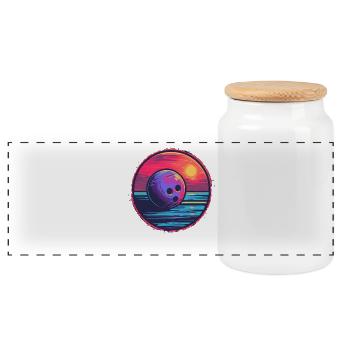 Bowling Retrowave - Panorama Keksdose mit Holzdeckel - Weiß - Vorne