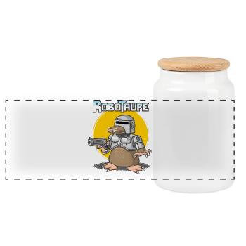 Robotaupe - Boîte à biscuits avec couvercle en bois - blanc - Devant