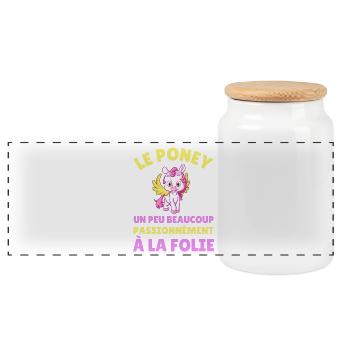 Le poney un peu beaucoup passionnément à la folie - Boîte à biscuits avec couvercle en bois - blanc - Devant