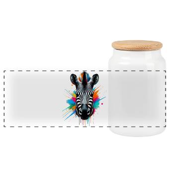 Zebra - Panorama Keksdose mit Holzdeckel - Weiß - Vorne