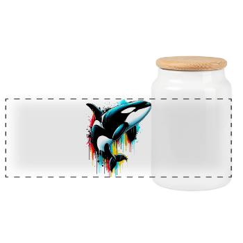 Killer whale - Panoramic Cookie Jar with Wooden Lid - white - Front