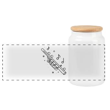 Flute music - Panoramic Cookie Jar with Wooden Lid - white - Front