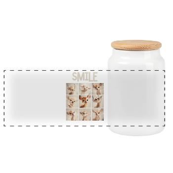 Niedliche Rehkitz-Gesichter Collage - Fotobox - Panorama Keksdose mit Holzdeckel - Weiß - Vorne