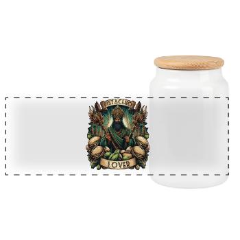 Pistachio Lover – Royal Pistachio Design - Panoramic Cookie Jar with Wooden Lid - white - Front