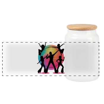 Retro Disco Vibes Dance Silhouette Art - Panoramic Cookie Jar with Wooden Lid - white - Front