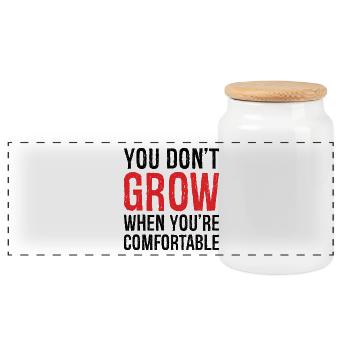 you don't grow when you're comfortable - Panorama Keksdose mit Holzdeckel - Weiß - Vorne