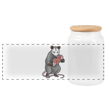 Possum Rat Poker Cartes de poker - Boîte à biscuits avec couvercle en bois - blanc - Devant