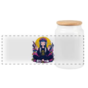 Chilled girl - Panorama Keksdose mit Holzdeckel - Weiß - Vorne