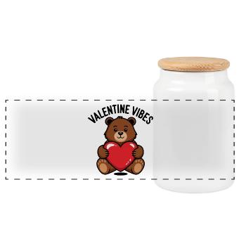Valentine vibes for lovers on Valentine's Day - Panoramic Cookie Jar with Wooden Lid - white - Front