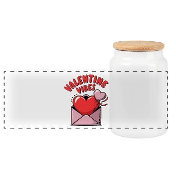 Valentine Vibes für verliebte zu Valentinstag - Panorama Keksdose mit Holzdeckel - Weiß - Vorne