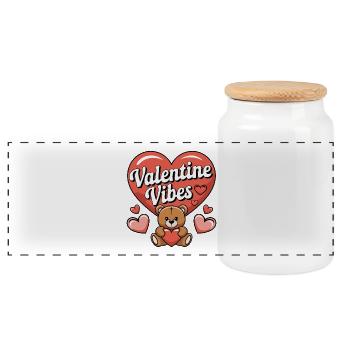 Valentine vibes for lovers on Valentine's Day - Panoramic Cookie Jar with Wooden Lid - white - Front