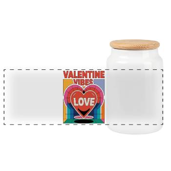 Valentine Vibes für verliebte zu Valentinstag - Panorama Keksdose mit Holzdeckel - Weiß - Vorne