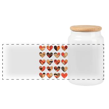 Herz Muster Herzmuster Valentinstag Geschenk - Panorama Keksdose mit Holzdeckel - Weiß - Vorne