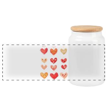 Herzmuster Valentinstag Herz Muster Geschenk - Panorama Keksdose mit Holzdeckel - Weiß - Vorne