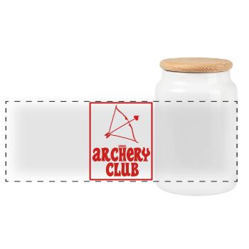 Lokaler Red Edition Bogenschießverein - Panorama Keksdose mit Holzdeckel - Weiß - Vorne
