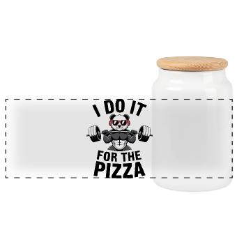 I Do It For The Pizza Langhantel Bodybuilder - Panorama Keksdose mit Holzdeckel - Weiß - Vorne