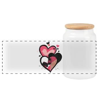 Heart Pattern Hearts Valentine's Day Love Gift - Panoramic Cookie Jar with Wooden Lid - white - Front