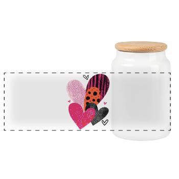 Hearts Love Valentine's Day Heart Pattern Gift - Panoramic Cookie Jar with Wooden Lid - white - Front