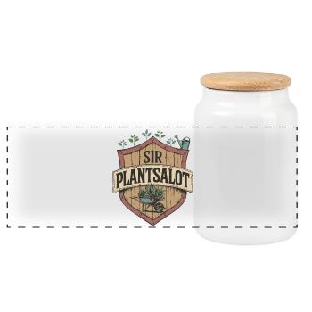 Vintage « SIR PLANTSALOT » Rustique Hommes Jardiniers - Boîte à biscuits avec couvercle en bois - blanc - Devant
