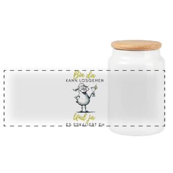 Lustiges Schaf Eskaliert Spruch Party Shirt - Panorama Keksdose mit Holzdeckel - Weiß - Vorne