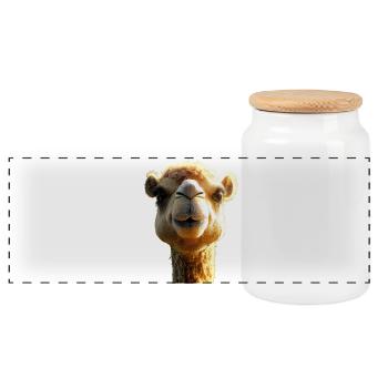 Kamel Dromedar Trampeltier Camel Geschenk Kamele - Panorama Keksdose mit Holzdeckel - Weiß - Vorne