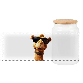 Kamel Dromedar Trampeltier Camel Geschenk Kamele - Panorama Keksdose mit Holzdeckel - Weiß - Vorne