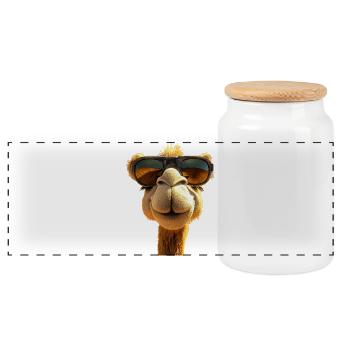 Kamel Dromedar Trampeltier Camel Geschenk Kamele - Panorama Keksdose mit Holzdeckel - Weiß - Vorne