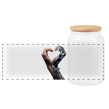 Robot humain Amour Mains - Boîte à biscuits avec couvercle en bois - blanc - Devant