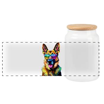 Berger Allemand Couleurs vives Pop Art Chien Chiens de berger - Boîte à biscuits avec couvercle en bois - blanc - Devant