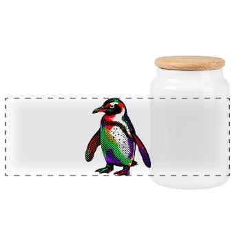 Pinguin - Panorama Keksdose mit Holzdeckel - Weiß - Vorne