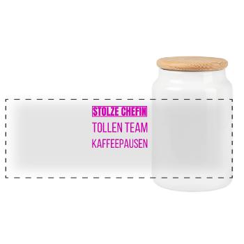 Ich Bin Eine Stolze Chefin von einem tollen Team - Panorama Keksdose mit Holzdeckel - Weiß - Vorne