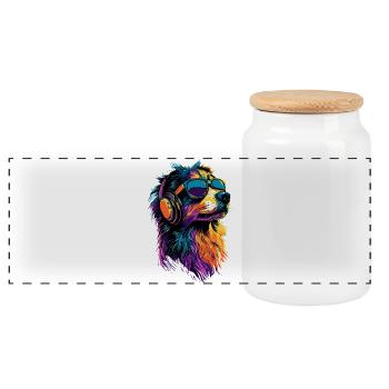 Australian Shepherd Dog Lover Cute Aussie - Panoramic Cookie Jar with Wooden Lid - white - Front
