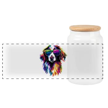 Australian Shepherd Dog Lover Cute Aussie - Panoramic Cookie Jar with Wooden Lid - white - Front