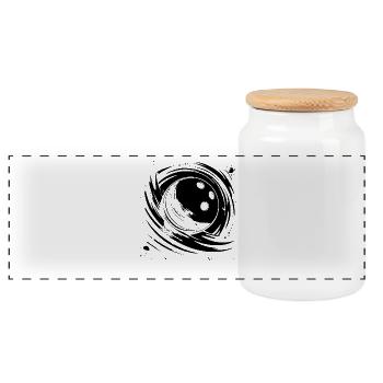 Bowling Grafik - Panorama Keksdose mit Holzdeckel - Weiß - Vorne