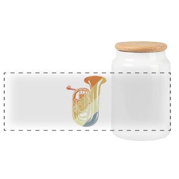 Croquis de tuba rétro - Boîte à biscuits avec couvercle en bois - blanc - Devant