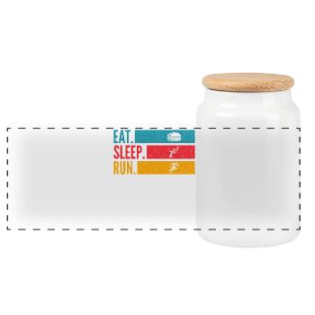 Eat Sleep Run Repeat für Marathonläufer - Panorama Keksdose mit Holzdeckel - Weiß - Vorne