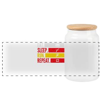 Eat Sleep Run Répétez l’opération pour les marathoniens - Boîte à biscuits avec couvercle en bois - blanc - Devant