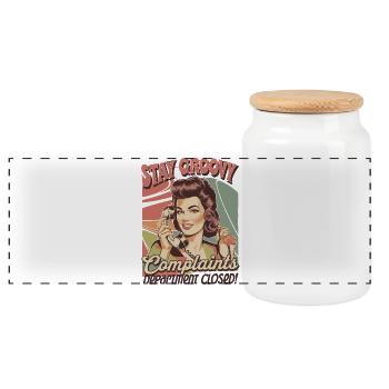 Stay Groovy Retro Design - Plaintes Style fermé - Boîte à biscuits avec couvercle en bois - blanc - Devant