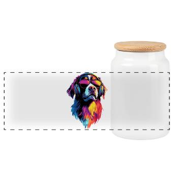Bernese Mountain Dog Cute Dogs Swiss Mountain Dogs - Panoramic Cookie Jar with Wooden Lid - white - Front