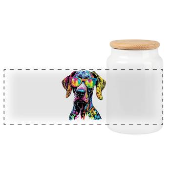 Great Dane Hatz Male Saupacker Great Dane - Panoramic Cookie Jar with Wooden Lid - white - Front
