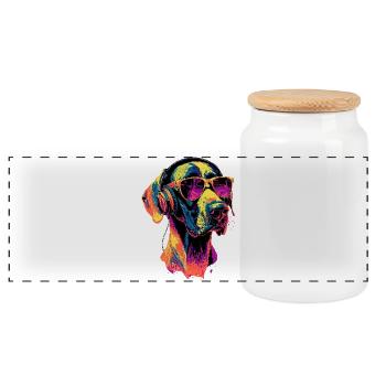 Great Dane Hatz Male Saupacker Great Dane - Panoramic Cookie Jar with Wooden Lid - white - Front