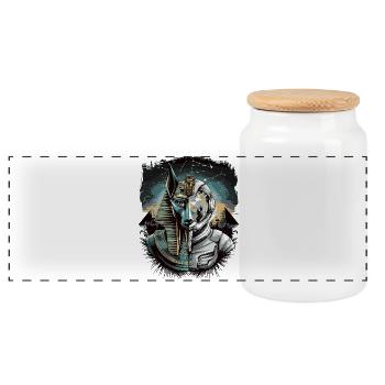 Ancien astronaute Anubis divinité futuriste de l’espace - Boîte à biscuits avec couvercle en bois - blanc - Devant