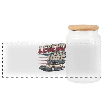 Légende Depuis 1985 Voiture Ancienne Style Rétro - Boîte à biscuits avec couvercle en bois - blanc - Devant