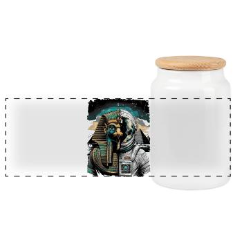 Horus as Futuristic Astronaut Concept - Panoramic Cookie Jar with Wooden Lid - white - Front