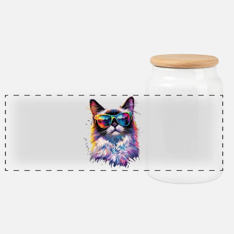 Chat Ragdoll Chat Ragdoll Chat Mignon Chats Ragdoll - Boîte à biscuits avec couvercle en bois - blanc