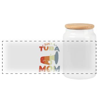 Tuba Mutter - Panorama Keksdose mit Holzdeckel - Weiß - Vorne