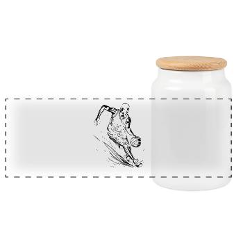 Basketball player - Panoramic Cookie Jar with Wooden Lid - white - Front