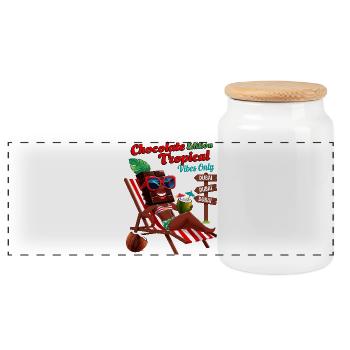 Chocolat Tropical - Boîte à biscuits avec couvercle en bois - blanc - Devant